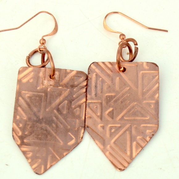 Conceptual Subculture Jewelry - Geometric Bohemian Arrow Primitive Earrings Copper